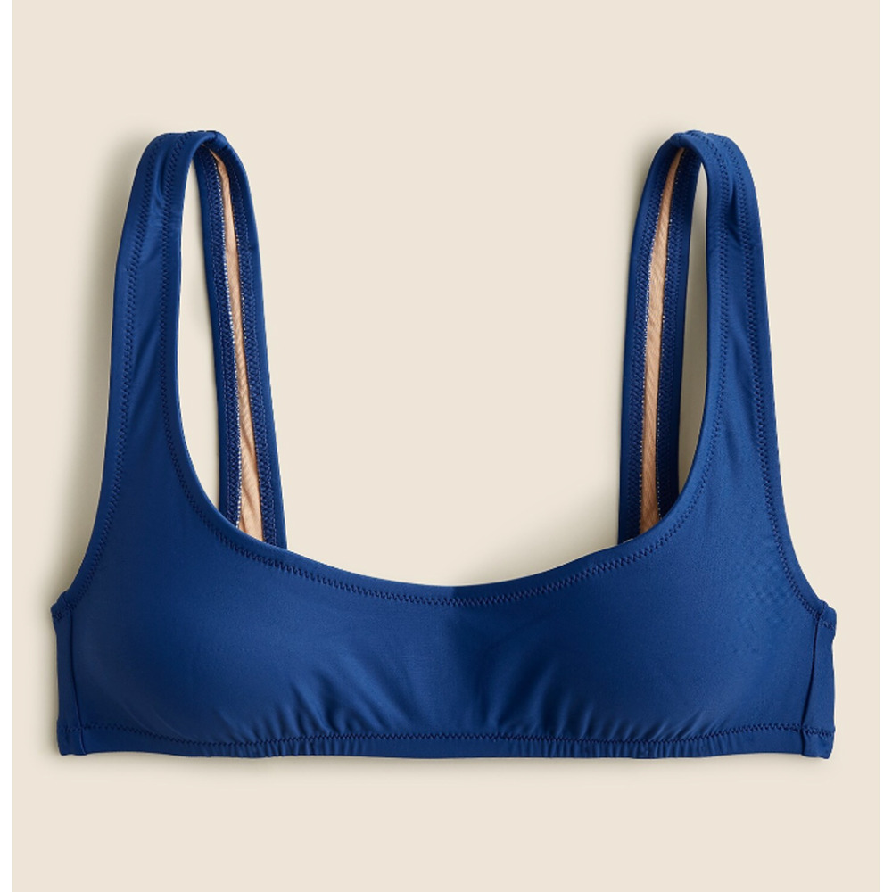 J Crew Heritage Scoop Neck Bikini Top 2X Harbor View Blue Swim Suit BX611 J.Crew